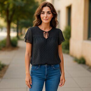 Zara Sheer Swiss Dot Blouse